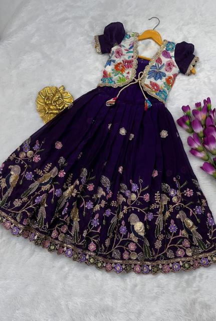 kids koti gown silk blue Cheap wholesale kids wear